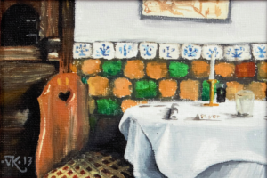 Painting of a Dutch restaurant interior